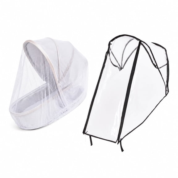 Stroller Rain Cover & Universal Bug Net, Weather Shield for Jogging Stroller, Pushchair, Buggy, Pram, Protect Against Rain, Insects, Wind, Snow, Fly Debris, Shade Netting & Plastic Shield