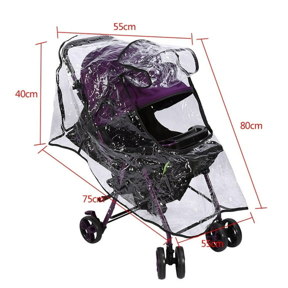 Stroller Rain Cover, Universal Size, Weatherproof Shield to Safeguard Your Child from Wind and Rain. Mesh Material for Ventilation and Reflective Trimming for Night Visibility(Zipper）