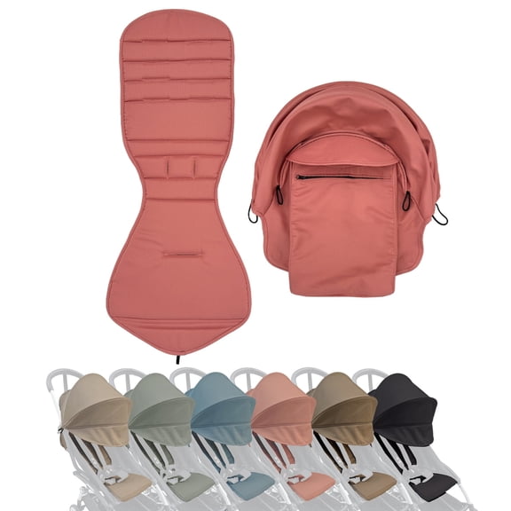 Stroller Replacement Set Compatible with Babyzen YOYO/YOYO+/YOYO2/Stokke YOYO3, 6 Colors Pack, Thickened Seat Cushion and Stretchy Canopy, Breathable Water Repellent Fabric
