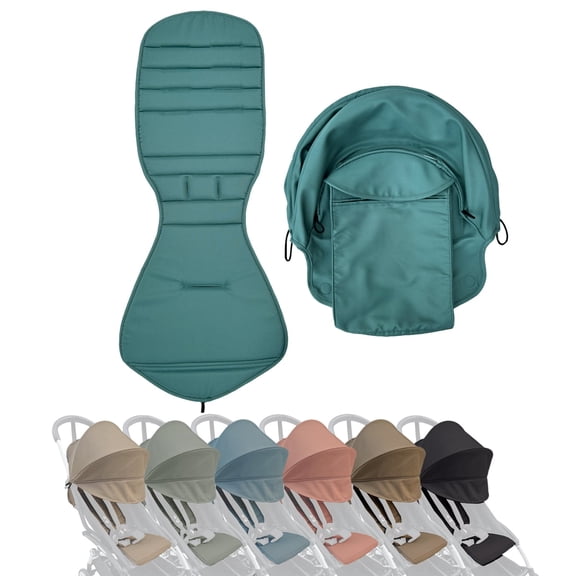 Stroller Replacement Set Compatible with Babyzen YOYO/YOYO+/YOYO2/Stokke YOYO3, 6 Colors Pack, Thickened Seat Cushion and Stretchy Canopy, Breathable Water Repellent Fabric