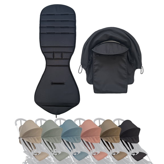 Stroller Replacement Set Compatible with Babyzen YOYO/YOYO+/YOYO2/Stokke YOYO3, 6 Colors Pack, Thickened Seat Cushion and Stretchy Canopy, Breathable Water Repellent Fabric