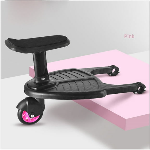 Stroller Step Board, Gaqring Adjustable Suspension Buggy Board, 25kg Capacity KidsRide On for Pushchairs Easy Installation, Pink
