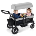 thumbnail image 1 of Bobiber Collapsible Wagon Stroller 2 Seater with 3-Point Harnesses, Canopy, Storage Bag, Adjustable Handlebar, 2 Cup Holders, Gray, 1 of 10