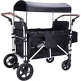 thumbnail image 1 of Stroller Wagon for 4 Kids, Wanan 4 Seater Stroller Wagon W/ Double Push Bar, 5-Point Harnesses, Adjustable Canopy, Storage, Insulated Bags, 4 Child Stroller Wagon for Beach, Garden, Shopping, Camping, 1 of 8