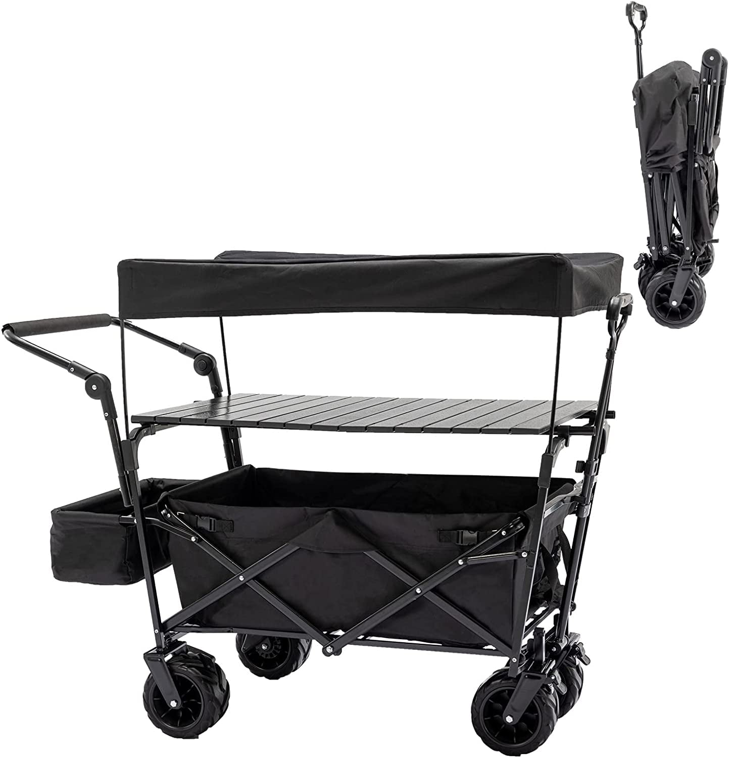 Stroller Wagons for 2 Kids, Wanan Collapsible Wagons with Table, Seat