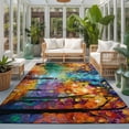 thumbnail image 1 of Strolling Couple Washable Area Rugs 3'x5', Rainy Park Street Colorful Trees Romantic Washable Throw Living Room Rug Non-Slip Sturdy Edge Binding Carpet for Indoor Entryway Bedside Kitchen, 1 of 9