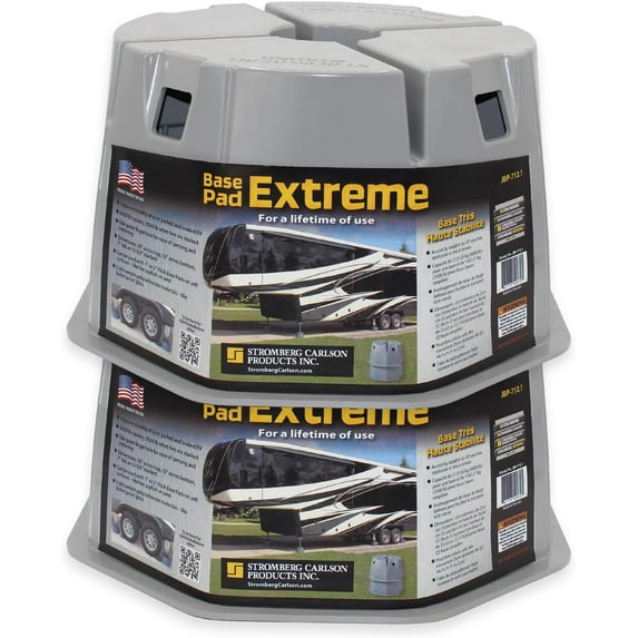 Stromberg Carlson Base Pad Extreme - 7" Block, 6000 lb Max Capacity - Camper Accessories for Travel Trailers, RV Accessories, Jack Stands, Trailer Jack, Trailer Jack Block, RV Jack Pads (2 Pack)