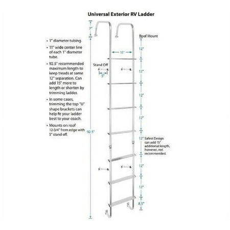 Stromberg Carlson Universal Exterior RV Ladder, Silver