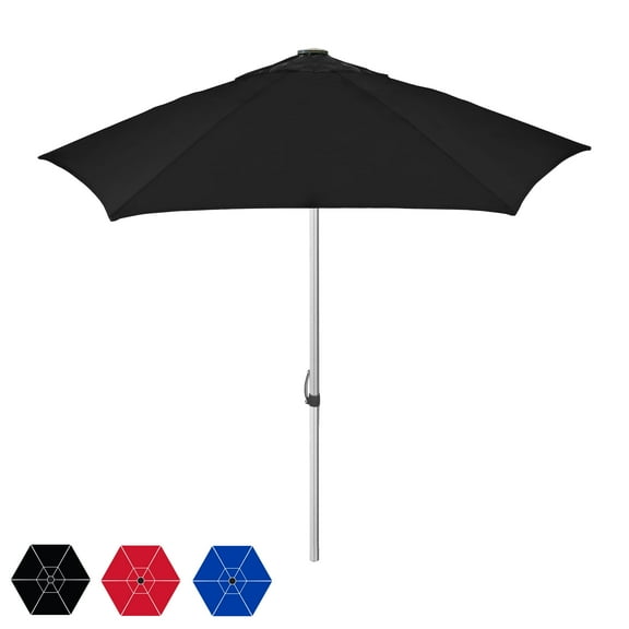 Strombergbrand Vented Supreme 7ft Outdoor Patio Umbrella with Tilt Function, Large Cafe Style Market Umbrella with Patented Construction, Commercial Quality Heavy Duty Umbrella - Black