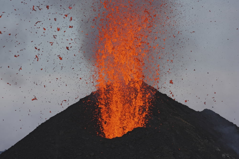Stromboli eruption Aeolian Islands north of Sicily Italy Canvas Art - Martin RietzeStocktrek Images (34 x 23)