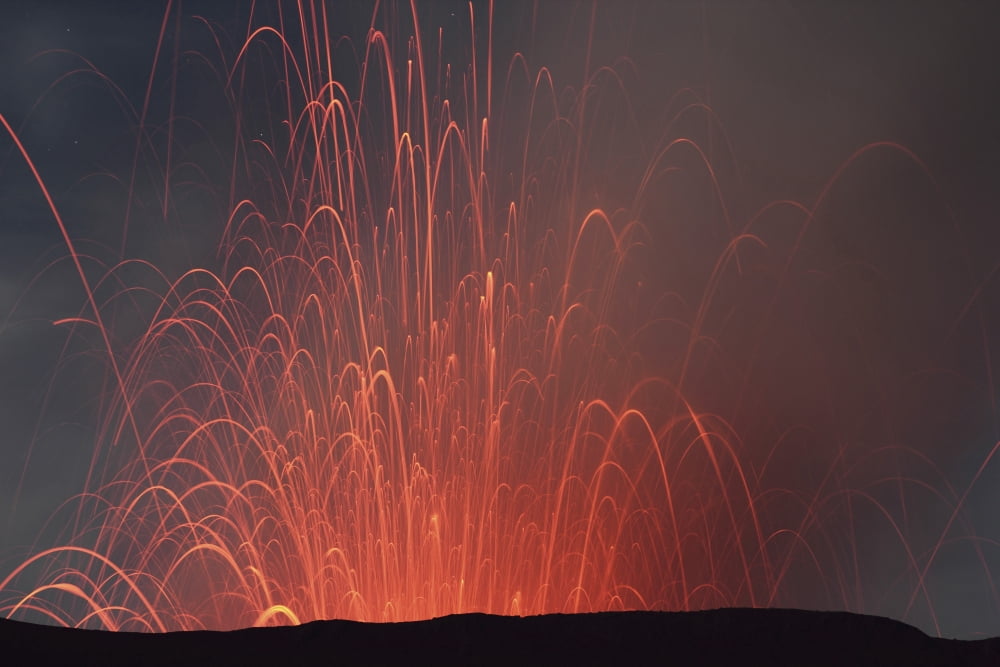 Strombolian eruption of Mount Bromo volcano Tengger Caldera Java Indonesia Canvas Art - Richard RoscoeStocktrek Images (18 x 12)