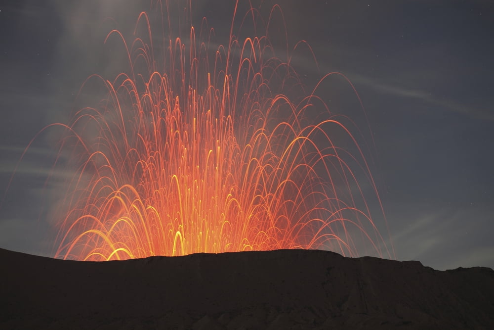 Strombolian eruption of Mount Bromo volcano Tengger Caldera Java Indonesia Canvas Art - Richard RoscoeStocktrek Images (35 x 23)
