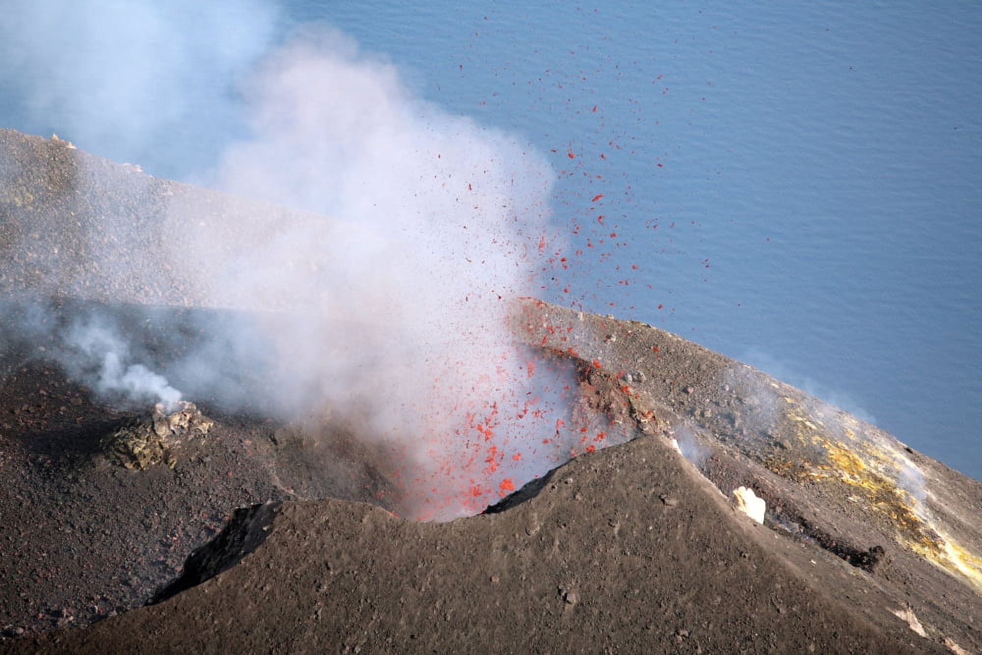 Strombolian eruption of Stromboli volcano Aeolian Islands Mediterranian Sea Italy Canvas Art - Richard RoscoeStocktrek Images (18 x 12)