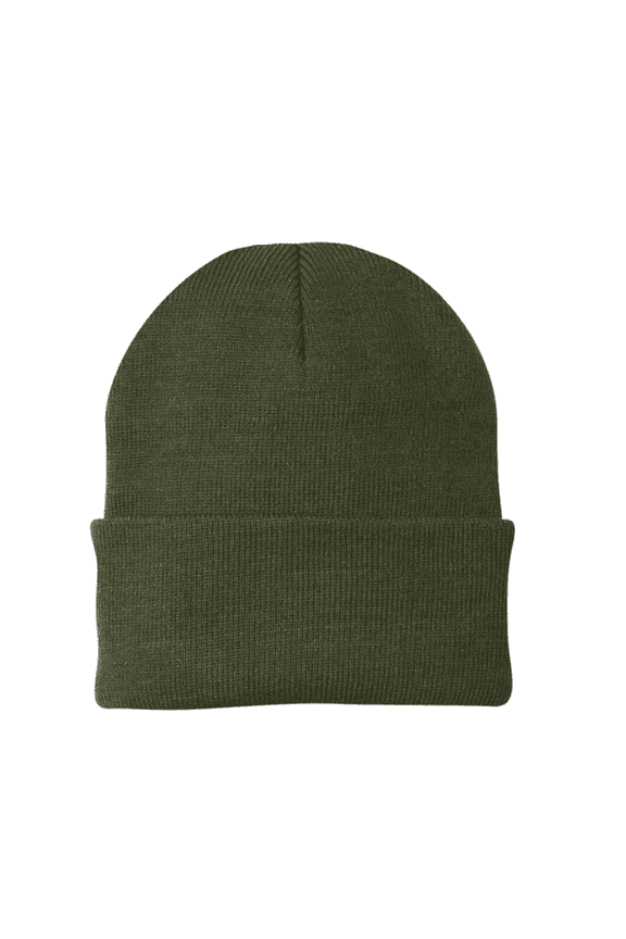 Men Women Knit Skully Beanie Hat Ski Cap Cuff Slouchy Plain Solid Warm Winter - Army Green