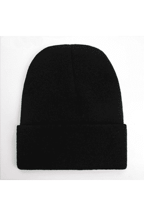Men Women Knit Skully Beanie Hat Ski Cap Cuff Slouchy Plain Solid Warm Winter - Black