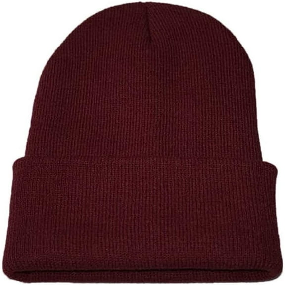 Stromguard Men Women Knit Skully Beanie Hat Ski Cap Cuff Slouchy Plain Solid Warm Winter - Burgundy