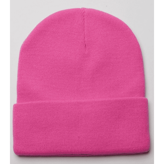 Stromguard Men Women Knit Skully Beanie Hat Ski Cap Cuff Slouchy Plain Solid Warm Winter - Pink