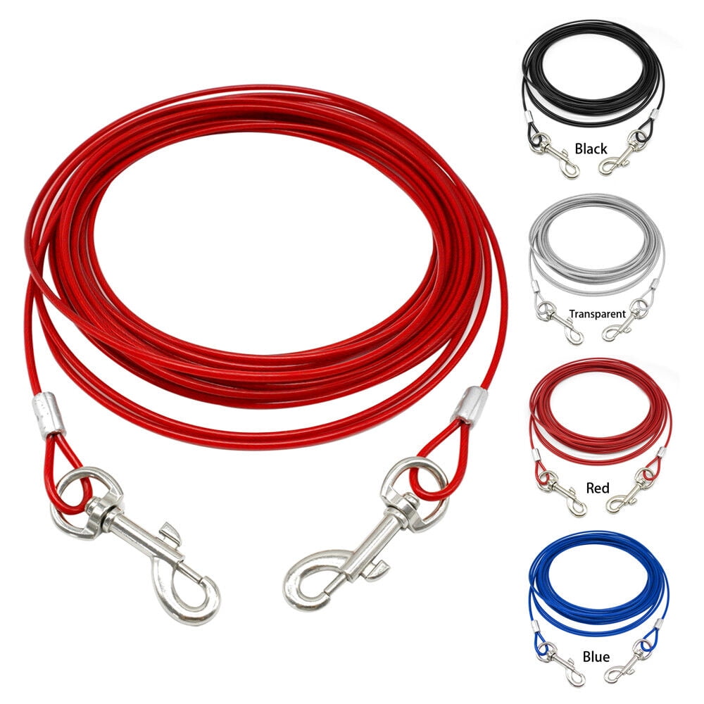 Strong 10/16/32FT Dog TieOut Cable Leash Steel Wire Metal Chain Pet