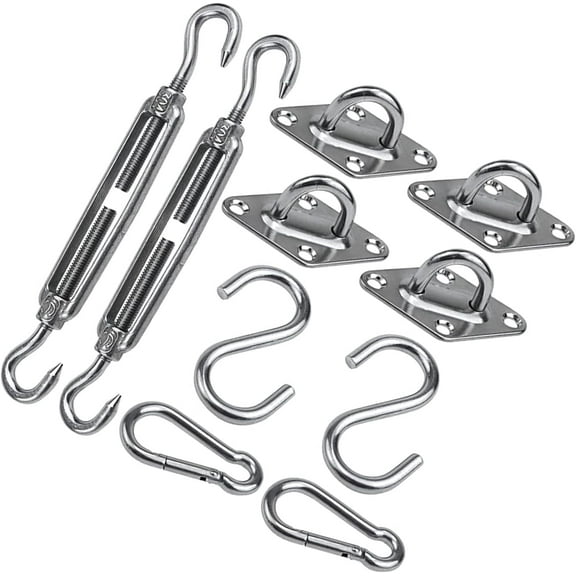 Strong 304 Stainless Steel Shade Sail Hardware Kit, S Hook M6 Fastener Set, for Awning Sunshade, with for Indoor and Outdoor Swing Chair Suspension, Hammock Suspension