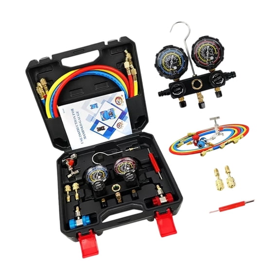 Strong ABS Automotive Refrigerants Charging Tool Set with Leak Proof Connector & Easy Carry Case for R22 R134 R404 R41