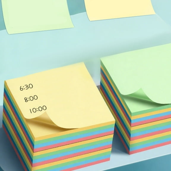 Strong Adhesive Colorful Square Sticky Note Pads, Self‑Stick Reminder Memos with 100 Sheets Per Pad, Creative Convenient Note Papers for Home Student Office Daily Message & To‑Do List Recording