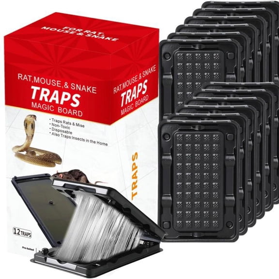 Strong Adhesive Mouse Trap Boards - Waterproof & Moisture-Proof Rat Catcher Pads, Non-Toxic Scented Glue Traps for Home and Commercial Use, 12 Pads per Box