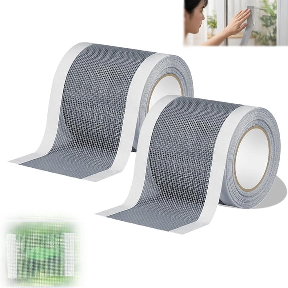Strong Adhesive Screen Repair Tape - Window Screen Repair Kit, Mesh Screen Repair Kit for Window Door, Self-Adhesive Patch for RV Tent Pool Patio Porch Netting