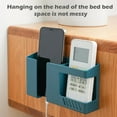 thumbnail image 1 of Strong Adhesive Wall Mount Phone Holder, Punch-Free Bedside Phone Shelf with Charging Port, Sticky Remote Control Storage Box, Bathroom & Kitchen Wall Organizer, Lazy Mobile Phone Rack,Blue, 1 of 5