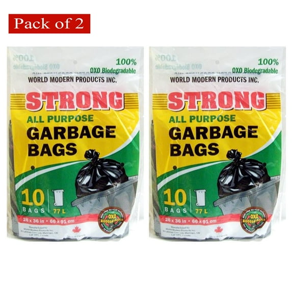 Strong All Purpose Garbage Bags, 28 in X 36 in, 10 Bags (Pack of 2)