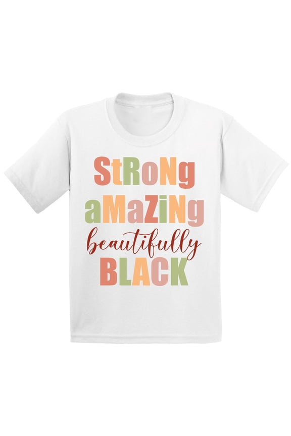 Strong Amazing Beautifully Black Youth T-Shirt Political Gift for Boys Girls - Graphic Tee XS S M L XL - Shirt USA Resistance Top Shirt Kids Black History Month Gifts
