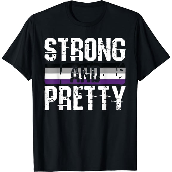 Strong And Pretty Asexual Pride Gym Workout LGBT-Q Ace Ally T-Shirt