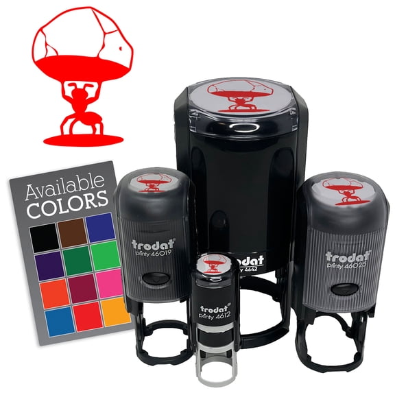 Strong Ant Insect Lifting Rock Stone Power Self-Inking Rubber Stamp for Stamping Ink Stamper Crafting Planners - 1/2 Inch Mini - Purple Ink