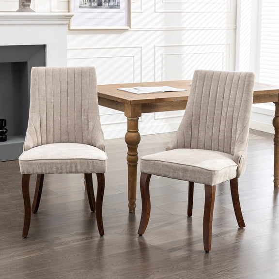 Strong Back Support - Beige Dining Chairs with High Rebound Cushion for Family Meals