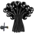 thumbnail image 1 of Strong Ball Bungee, 6-Inch, Black, 10-Piece, Bungee Loops Small Bungee Cords with Balls Bungee Tie Downs for Windsock Attachment clip Hanging Kit For Telescopic Flag Poles Canopy Tent Tarp Boating, 1 of 5