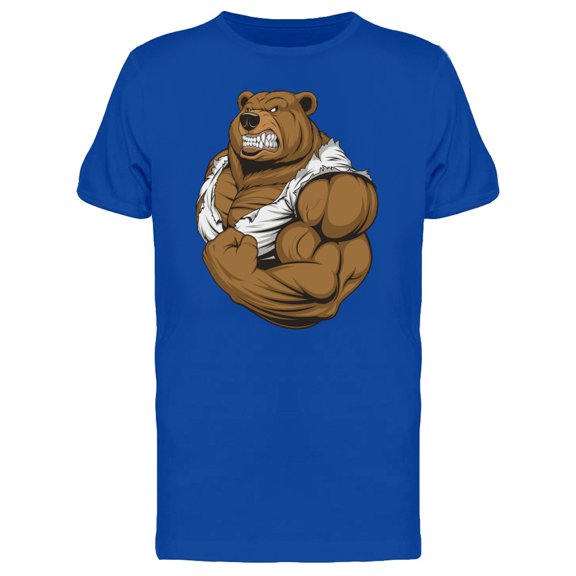 Strong Bear Showing Biceps T-Shirt Men -Image by Shutterstock, Male 4X-Large
