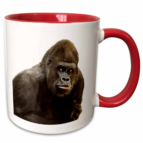 Strong Black Big Gorilla Monkey Animal Nature Design Photograph 11oz Two-Tone Red Mug mug-254422-5