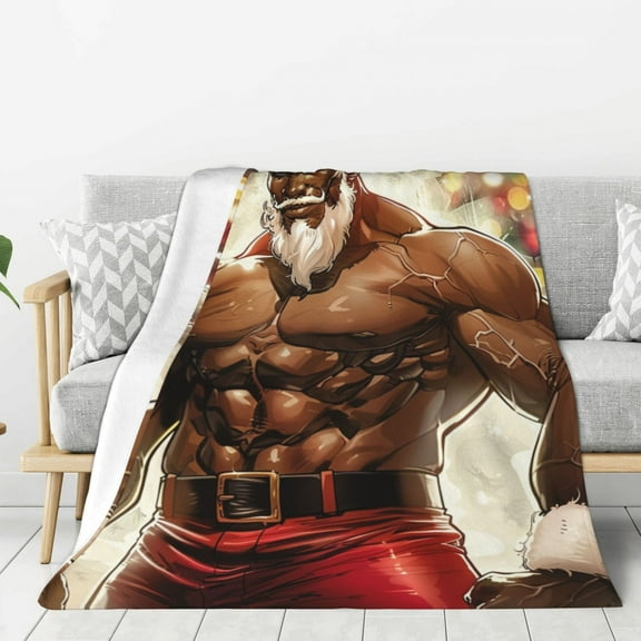Strong Black Santa Throw Blanket for Stylish Warm Winter Cabin Ultra-Soft Micro Fleece Blanket, Premium Microfiber, Silky Soft, Plush, Warm and Lightweight for Couch, Sofa, Bed - 40"X30"