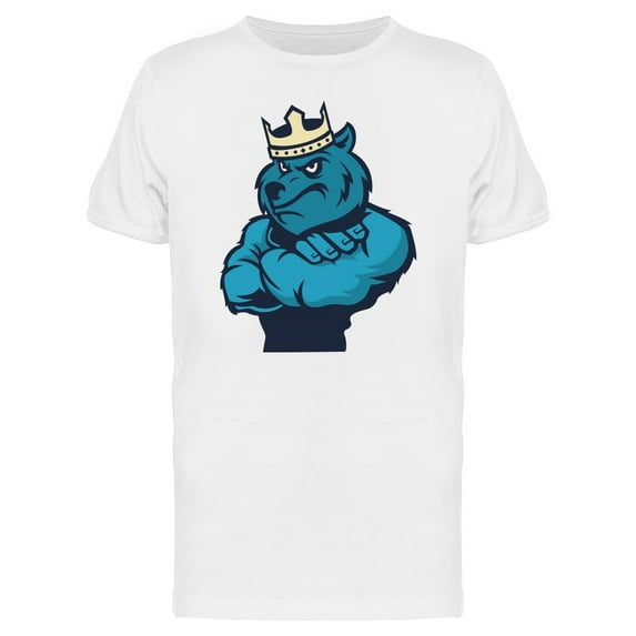 Strong Blue Bear With Crown T-Shirt Men -Image by Shutterstock, Male 4X-Large
