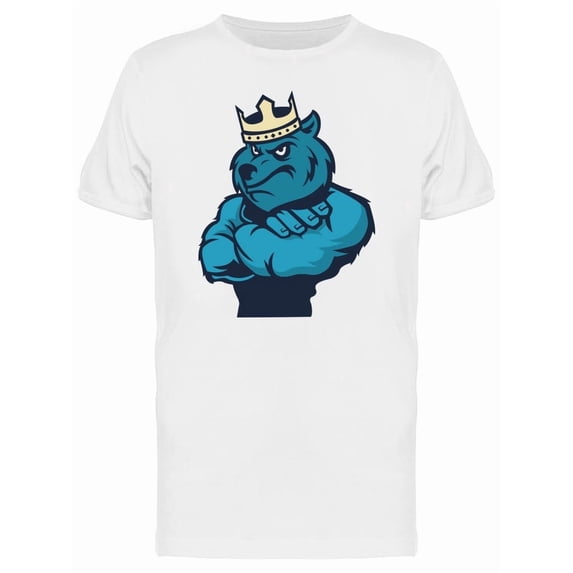 Strong Blue Bear With Crown T-Shirt Men -Image by Shutterstock, Male Small