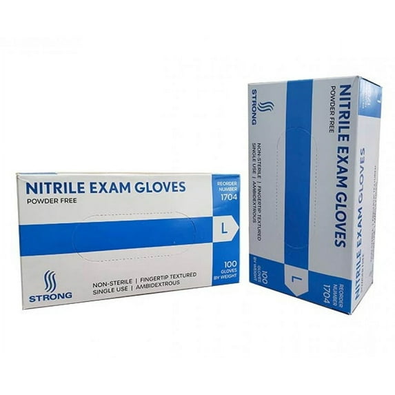 Strong Blue Nitrile Gloves, Powder Free - Small, Box (100 ct)