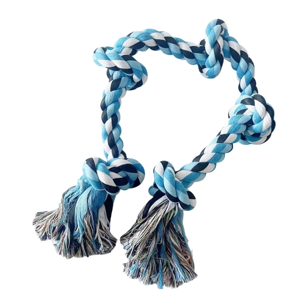 Strong Braided Dog Rope Toy with 5 Knots for Aggressive Chewer Interaction Teething Chewing Indoor Outdoor Exercise Toy