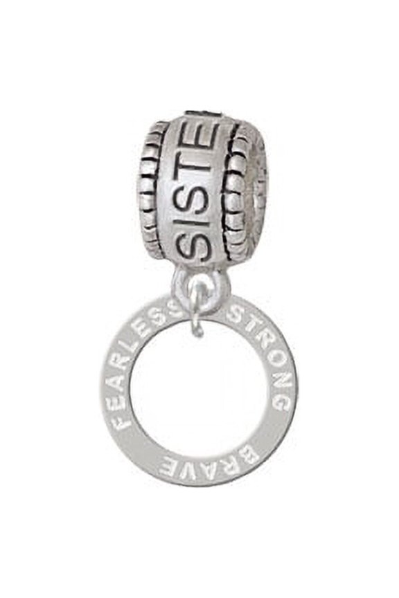 Strong Brave Fearless Infinity Ring - Sister Charm Bead