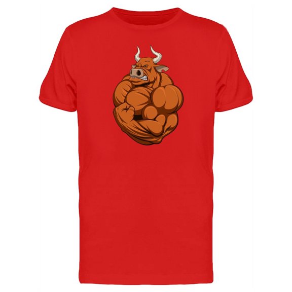 Strong Bull Big Biceps T-Shirt Men -Image by Shutterstock, Male Large