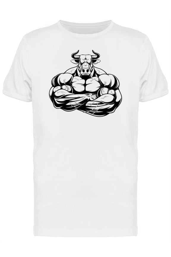 Strong Bull Big Pectorals T-Shirt Men -Image by Shutterstock, Male Small