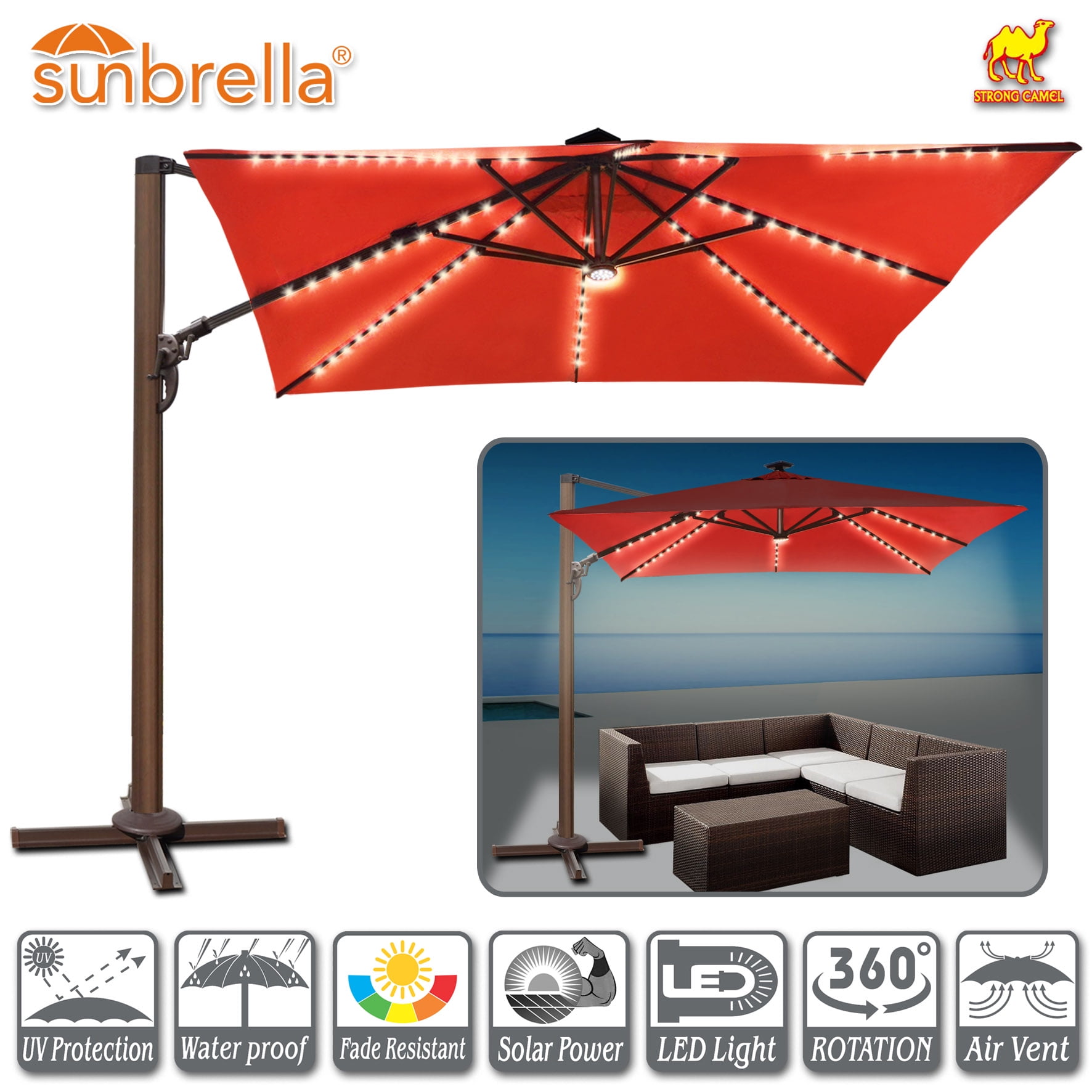 11 tilting aluminum patio umbrella AKZ PLUS 11' Octagonal Aluminum Cantilever Patio Umbrella   GiantPatioUmbrellas