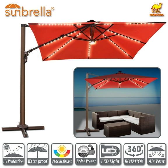 Strong Camel 10'x10' Deluxe Anti-wind Cantilever Sunbrella Roma Umbrella Heavy duty Offset Solar Umbrella