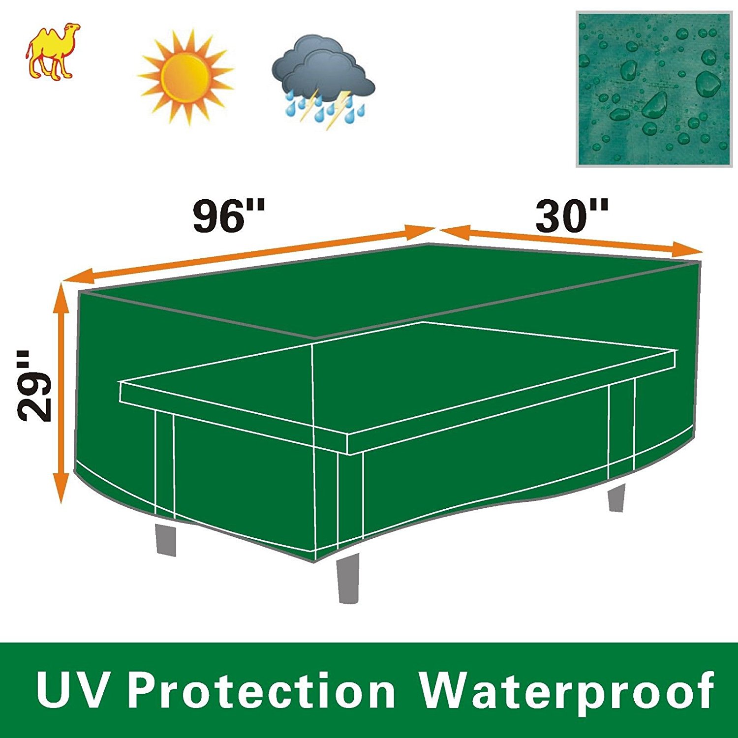 Strong Camel 8' Furniture Set Cover Patio Winter Table Protective Protector Garden Outdoor Green COLOR - image 1 of 1