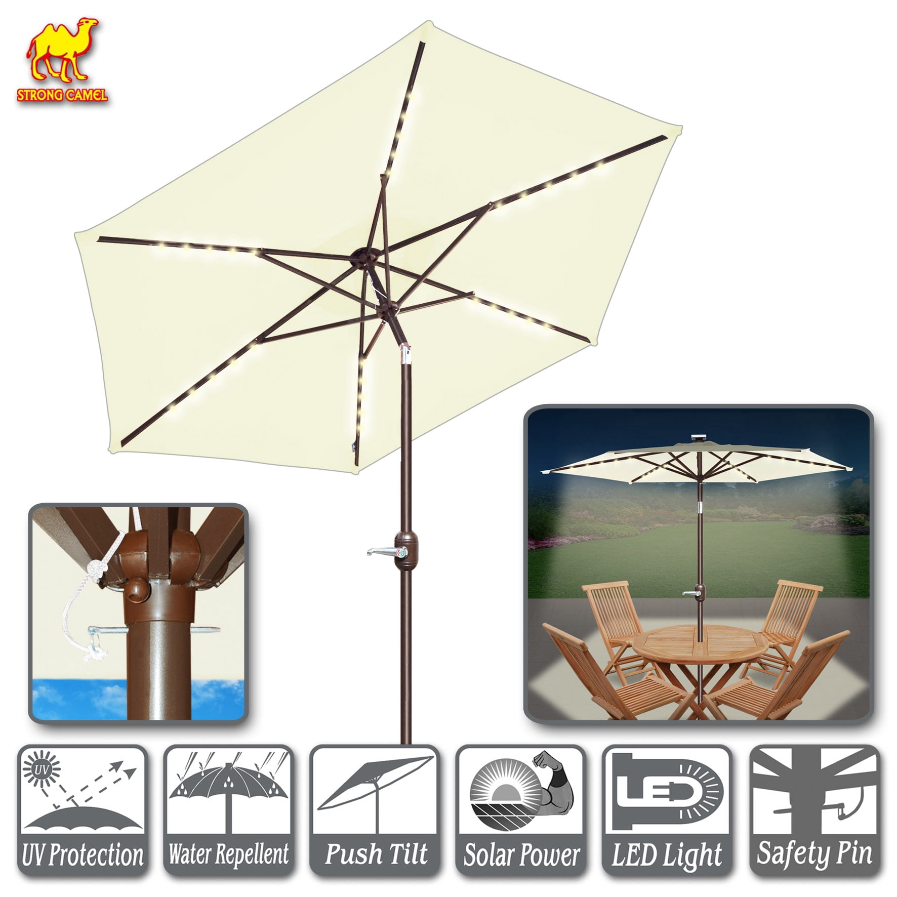 STRONG CAMEL 10'x6.5'  NEW PATIO GARDEN SUNSHADE MARKET UMBRELLA  OUTDOOR main image 0