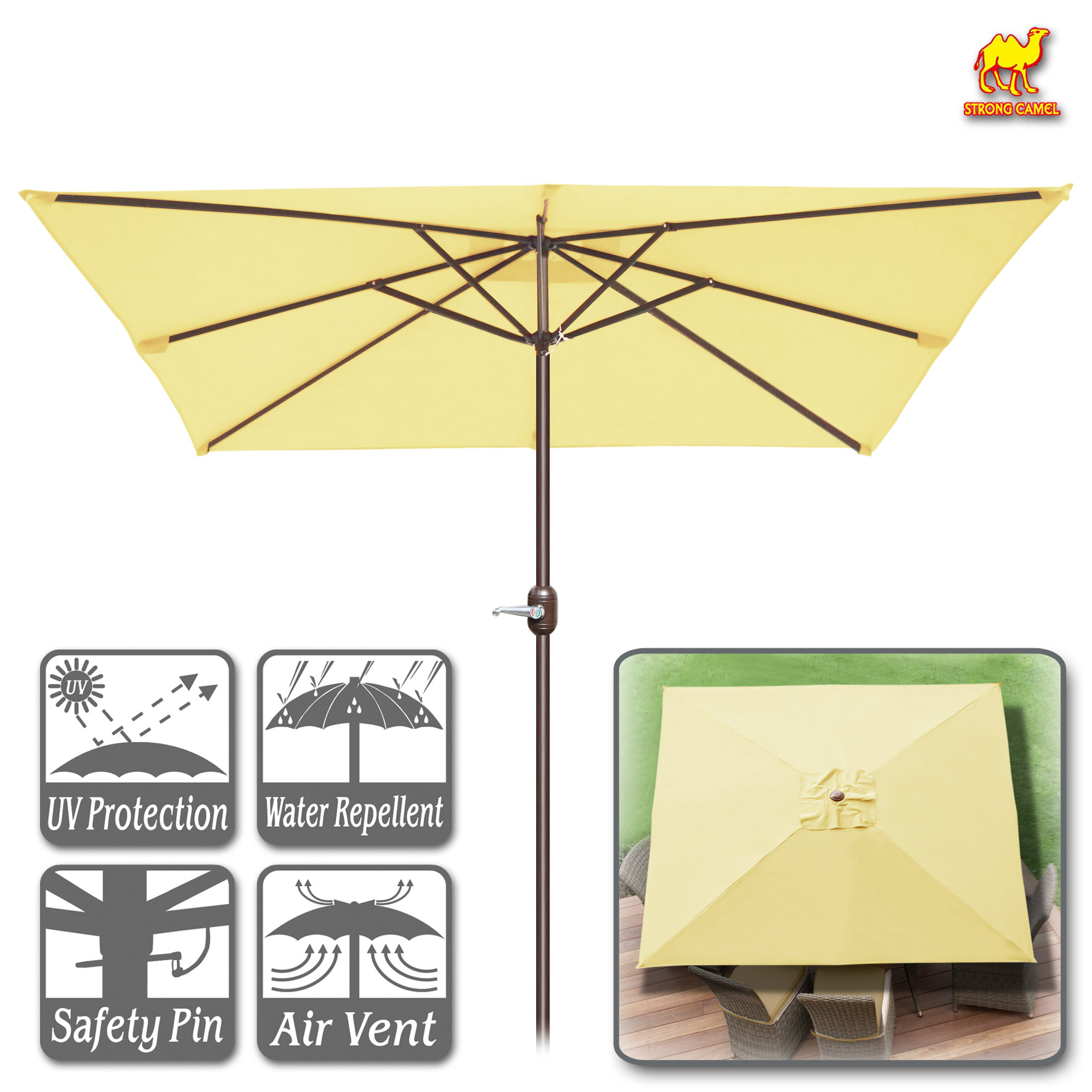 Strong Camel 8' x 8' Outdoor Patio Umbrella Sunshade Table Market Umbrella with Tilt&Crank for Garden, Deck, Backyard - image 1 of 8