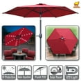 thumbnail image 1 of Strong Camel 9' Solar Lighted Patio Umbrella 30 LED Market Aluminium with Tilt and Crank Parasol Table Round Umbrella Sunshade (Burgundy), 1 of 13
